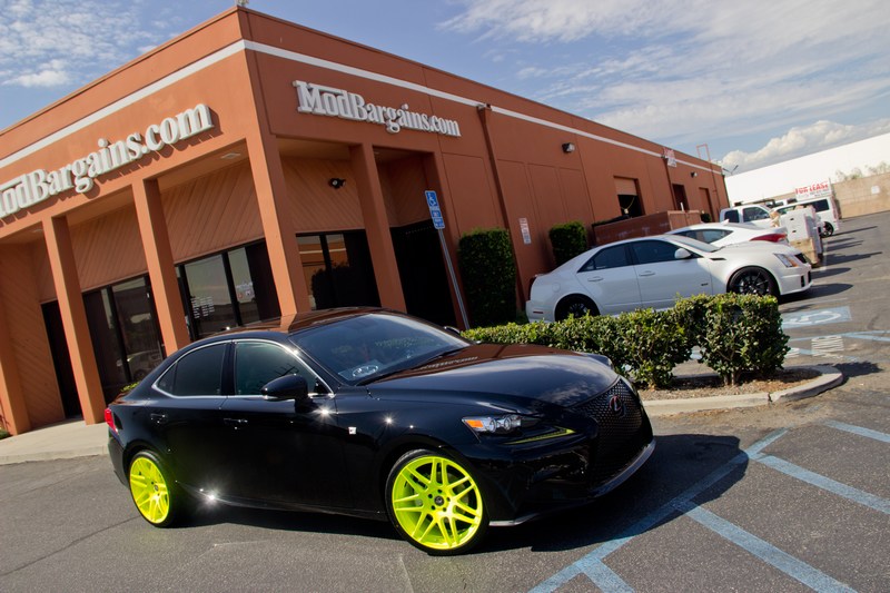 Forgestar F14 Wheels in Tennis Ball Yellow on a Lexus IS250 F-Sport Lexus iS Yellow Forgestar Wheels