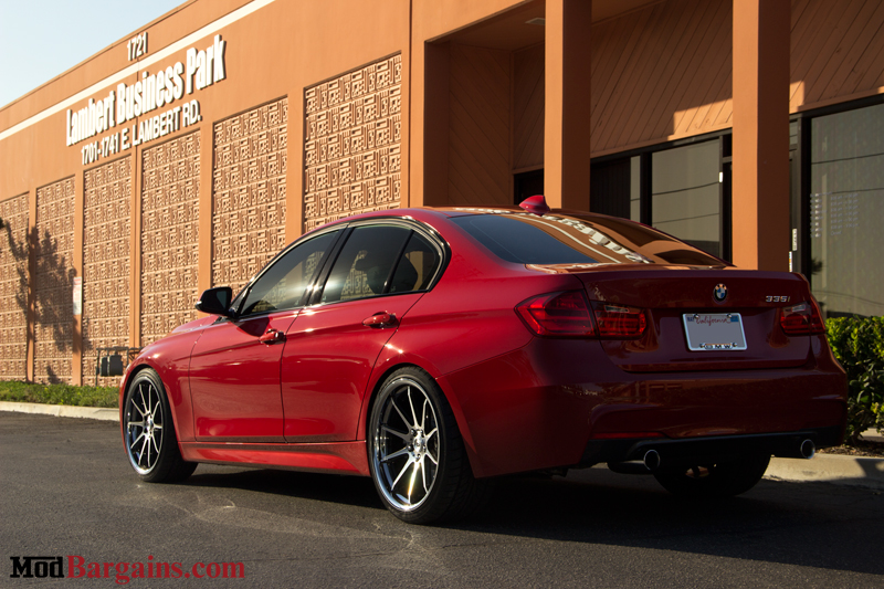 Red BMW 335i F30 Rear