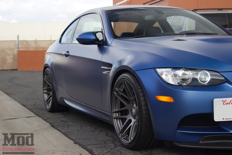 Matte Frozen Blue BMW M3 on Super Deep F14 Wheels Front Side