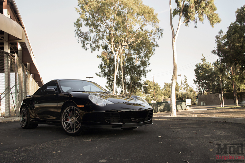 Black 2004 Porsche 996 Turbo Side Front