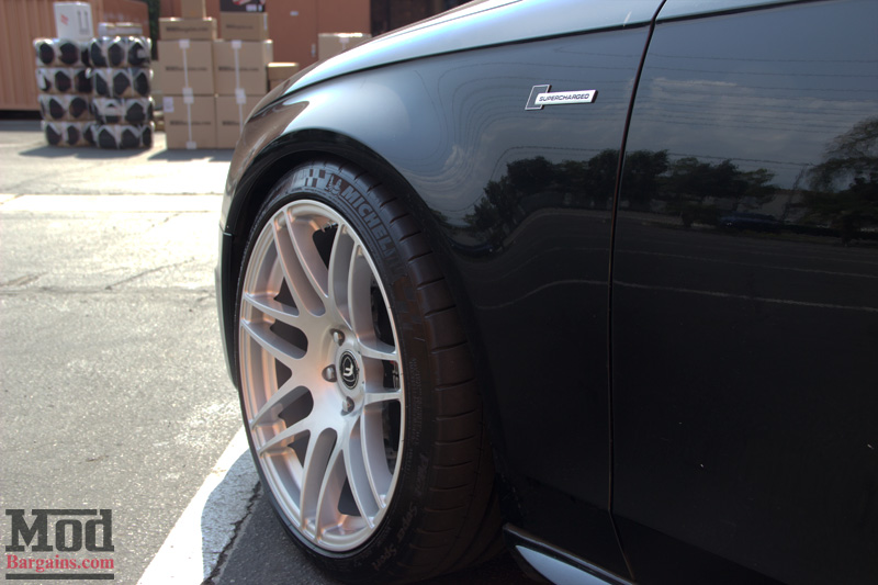 Black Audi S4 Forgestar F14s in Silver Front Fender