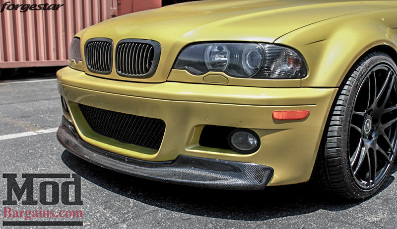 BMW E46 M3 Dakar Yellow Forgestar F14 Matte Black 19x9 19x10 (8)