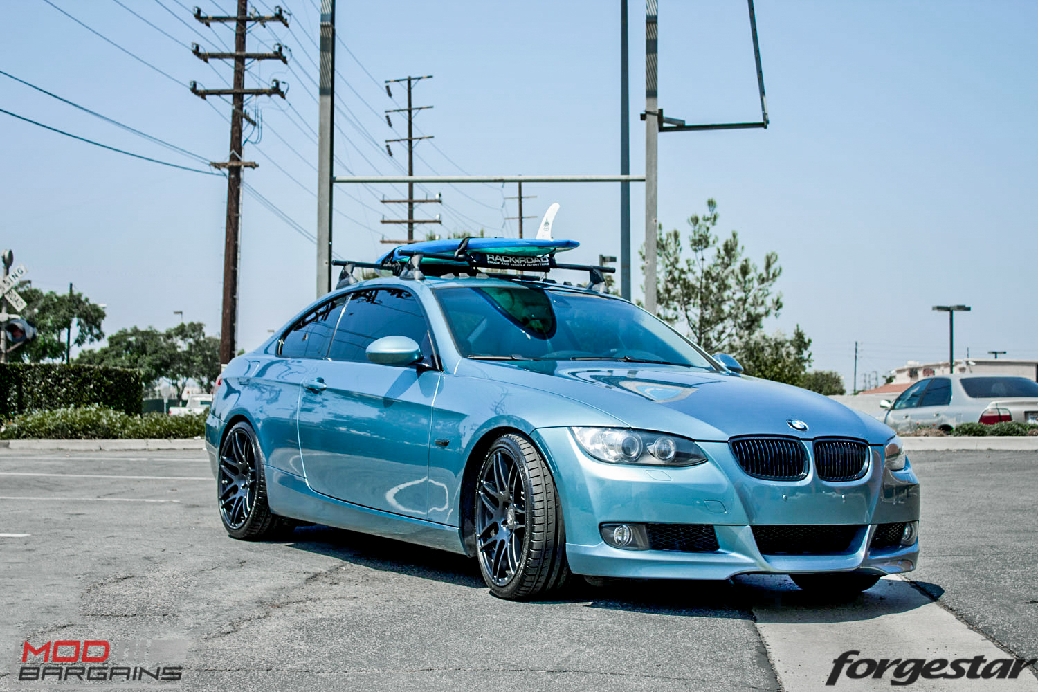 BMW E92 335i Atlantis Blue Forgestar F14 Matte Black 19-1-2