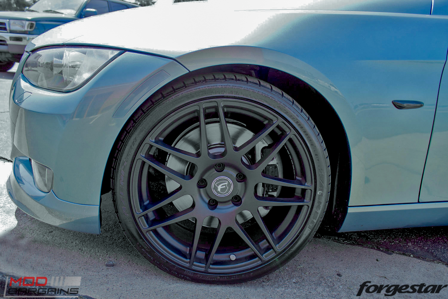 BMW E92 335i Atlantis Blue Forgestar F14 Matte Black 19-2-2