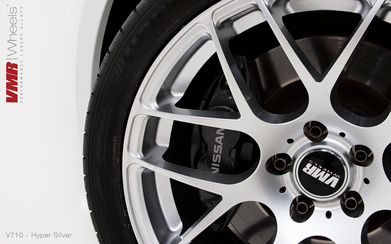 VMR Wheels | 19" Hyper Silver 5x114 V710 on Pearl White Nissan 370Z