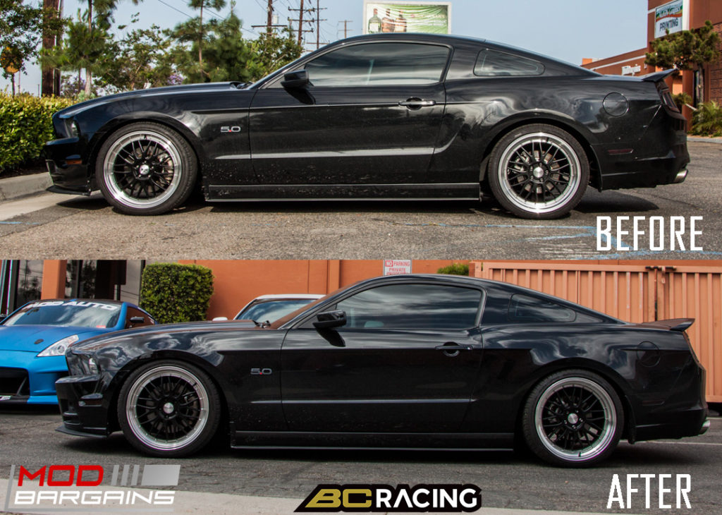 Ford Mustang GT S197 BC Coilovers Eurotek MM6 20in_before_after