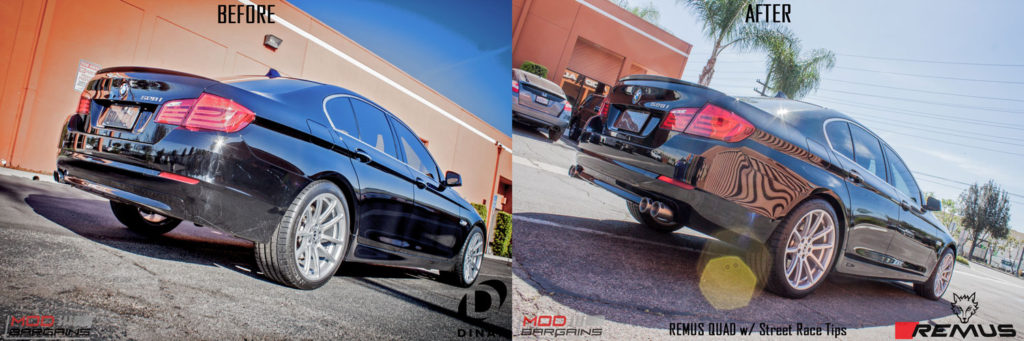 BMW_F10_528i_Remus_Quad_Exhaust_Before_After