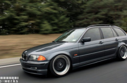 bmw e46 wagon solowerks coilovers slammed rolling shot