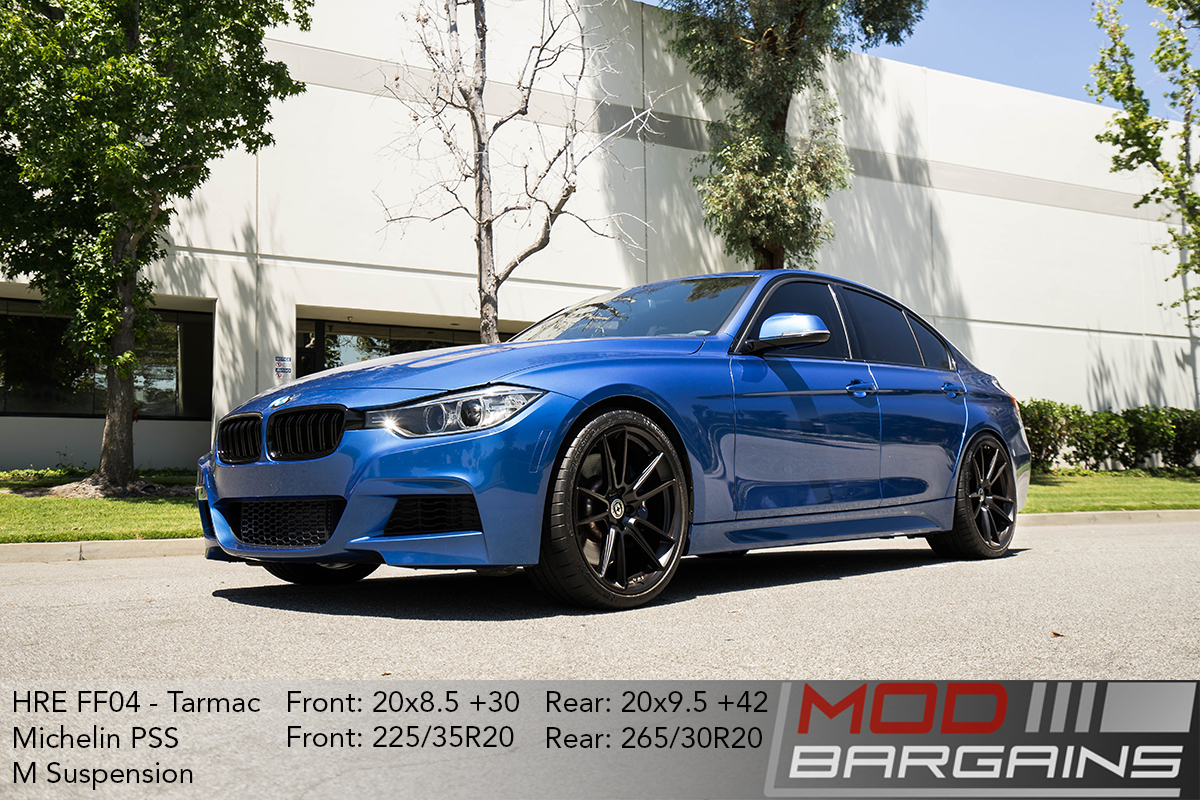 BMW F30 335i Estoril Blue HRE FF04 tarmac black