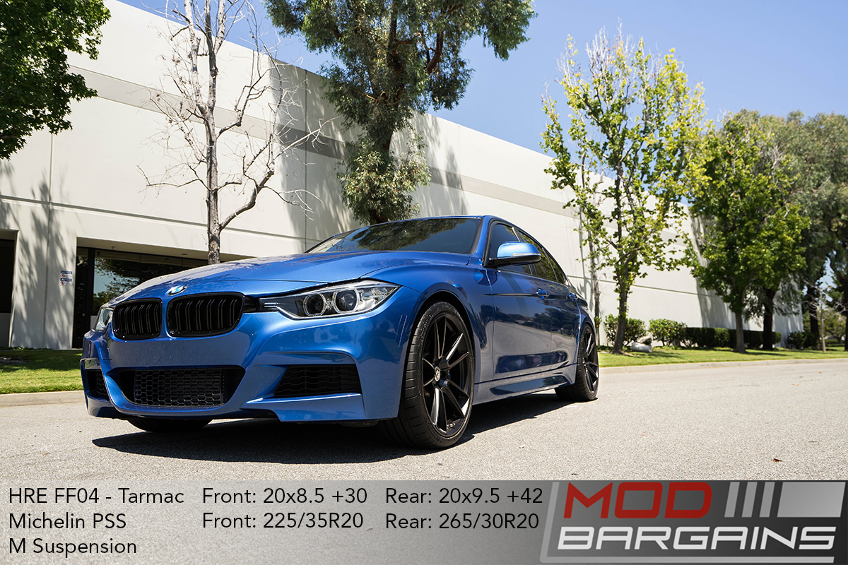 BMW F30 335i Estoril Blue HRE FF04 tarmac black