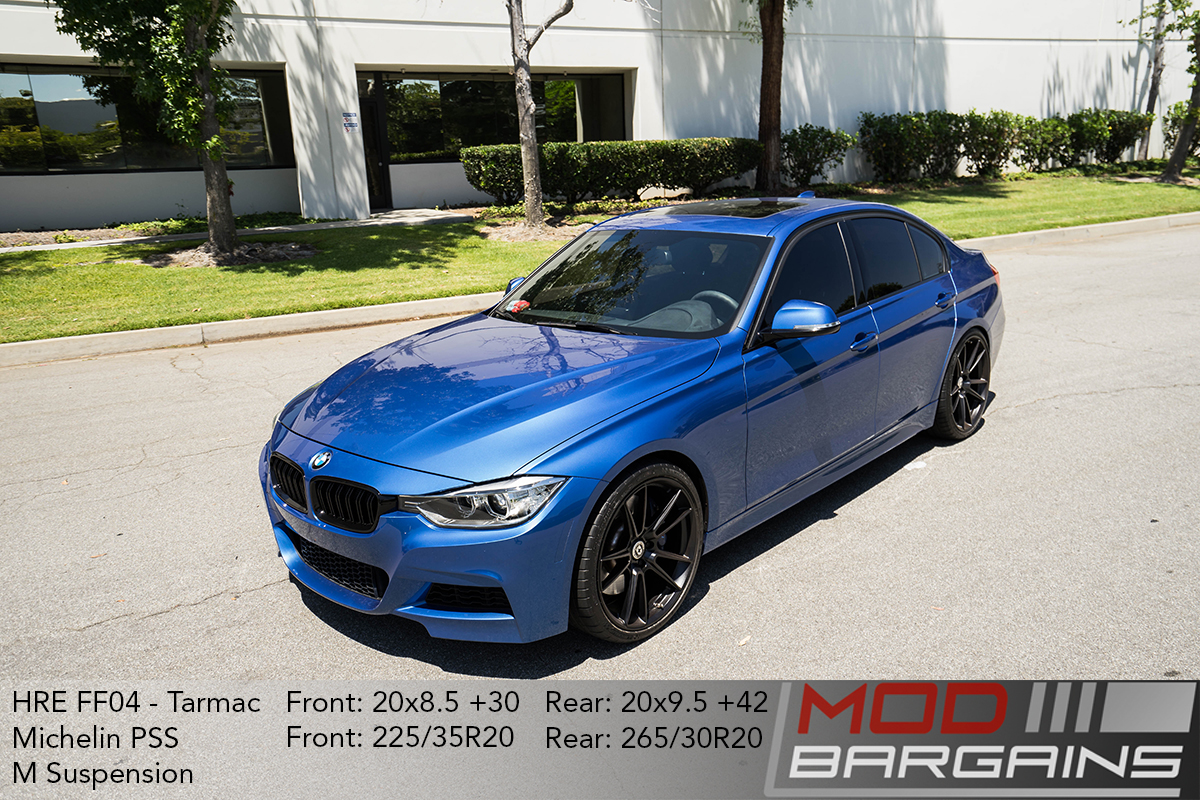 BMW F30 335i Estoril Blue HRE FF04 tarmac black