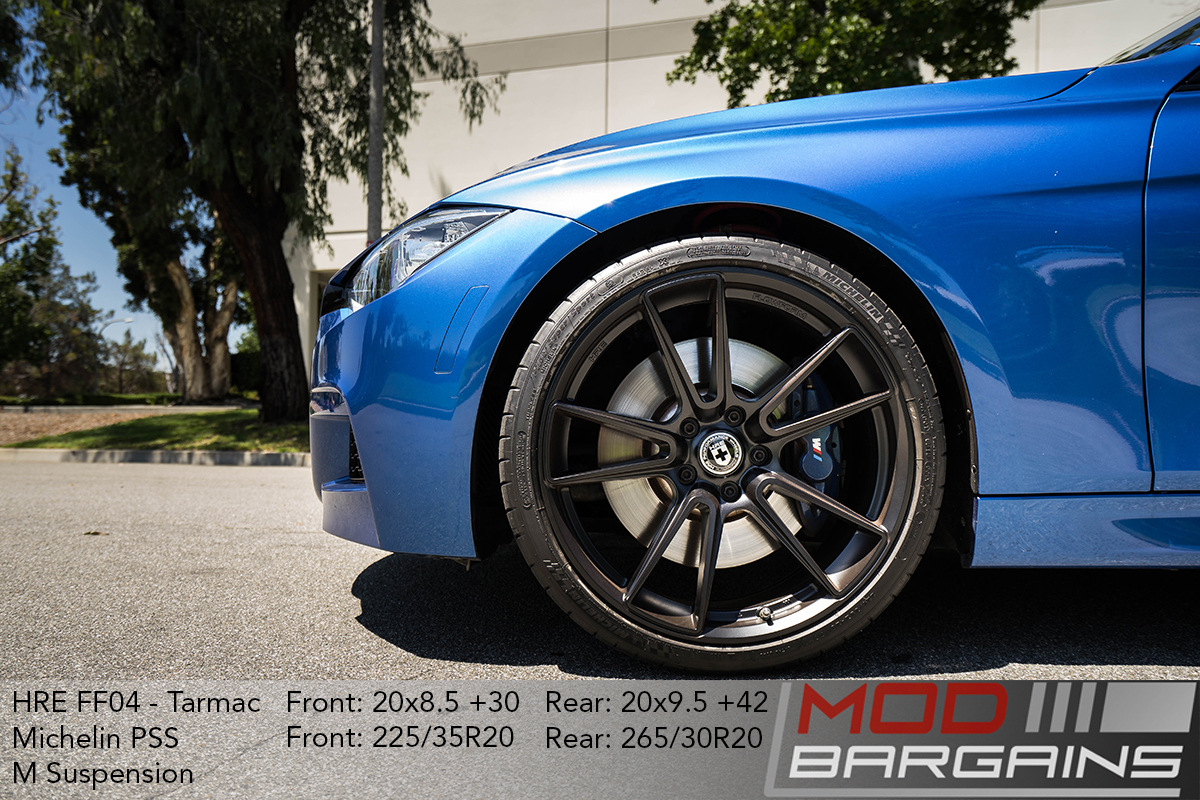 BMW F30 335i Estoril Blue HRE FF04 tarmac black