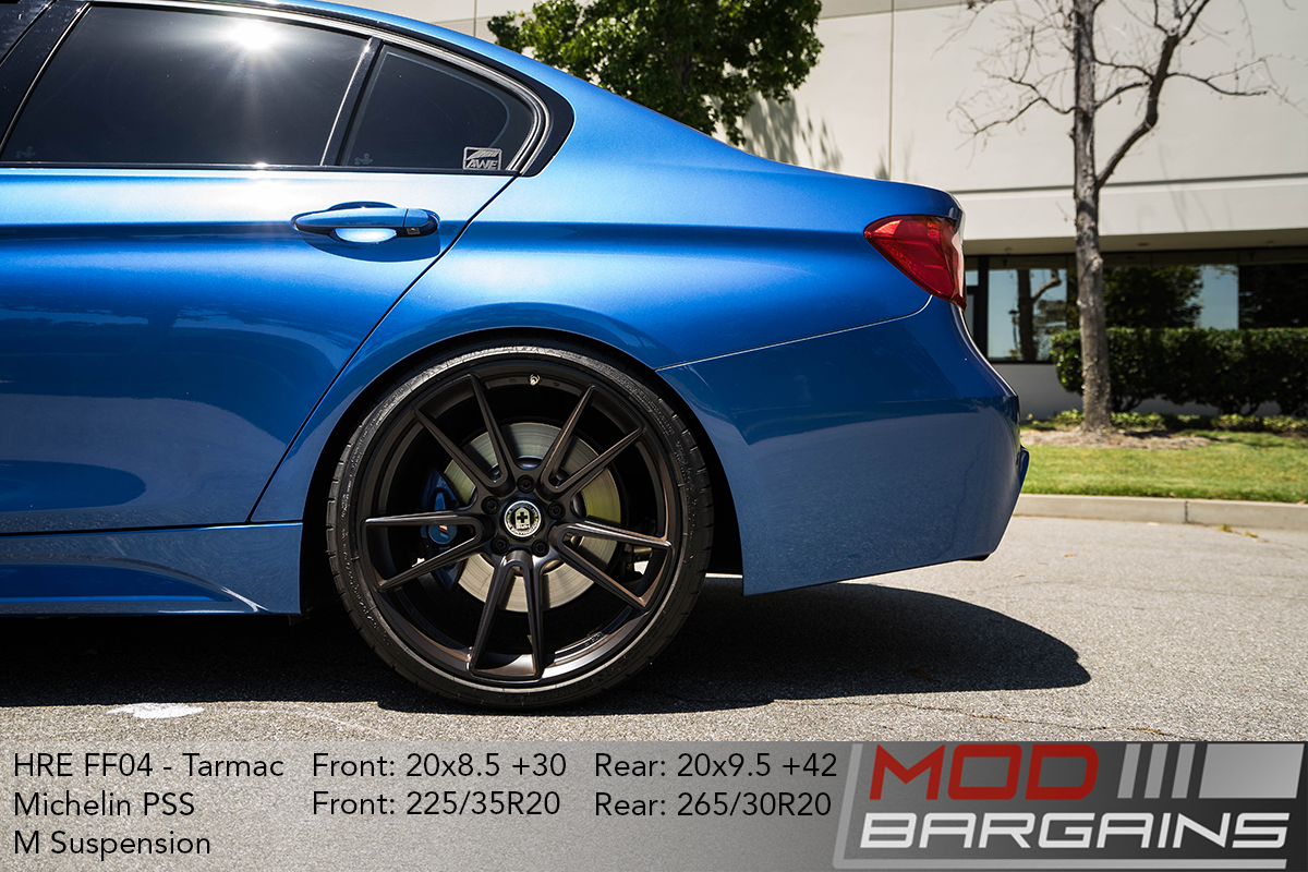 BMW F30 335i Estoril Blue HRE FF04 tarmac black
