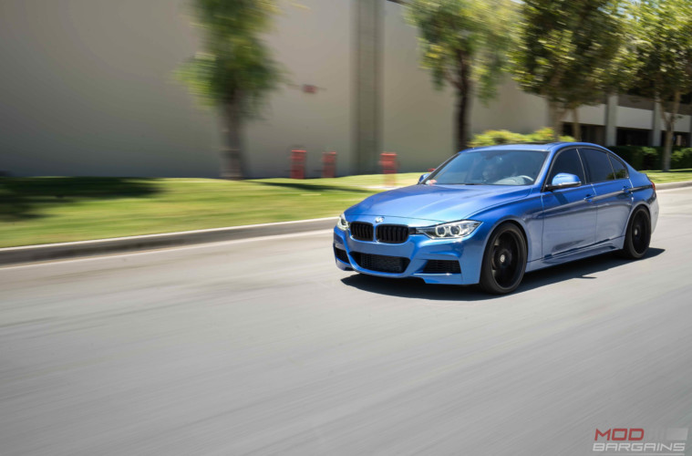 BMW F30 335i Estoril Blue HRE FF04 tarmac black