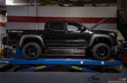 toyota tacoma murdered black trd offroad fuel offroad nitto trail grappler magnaflow exhaust pro comp lift kit diode dynamics LED