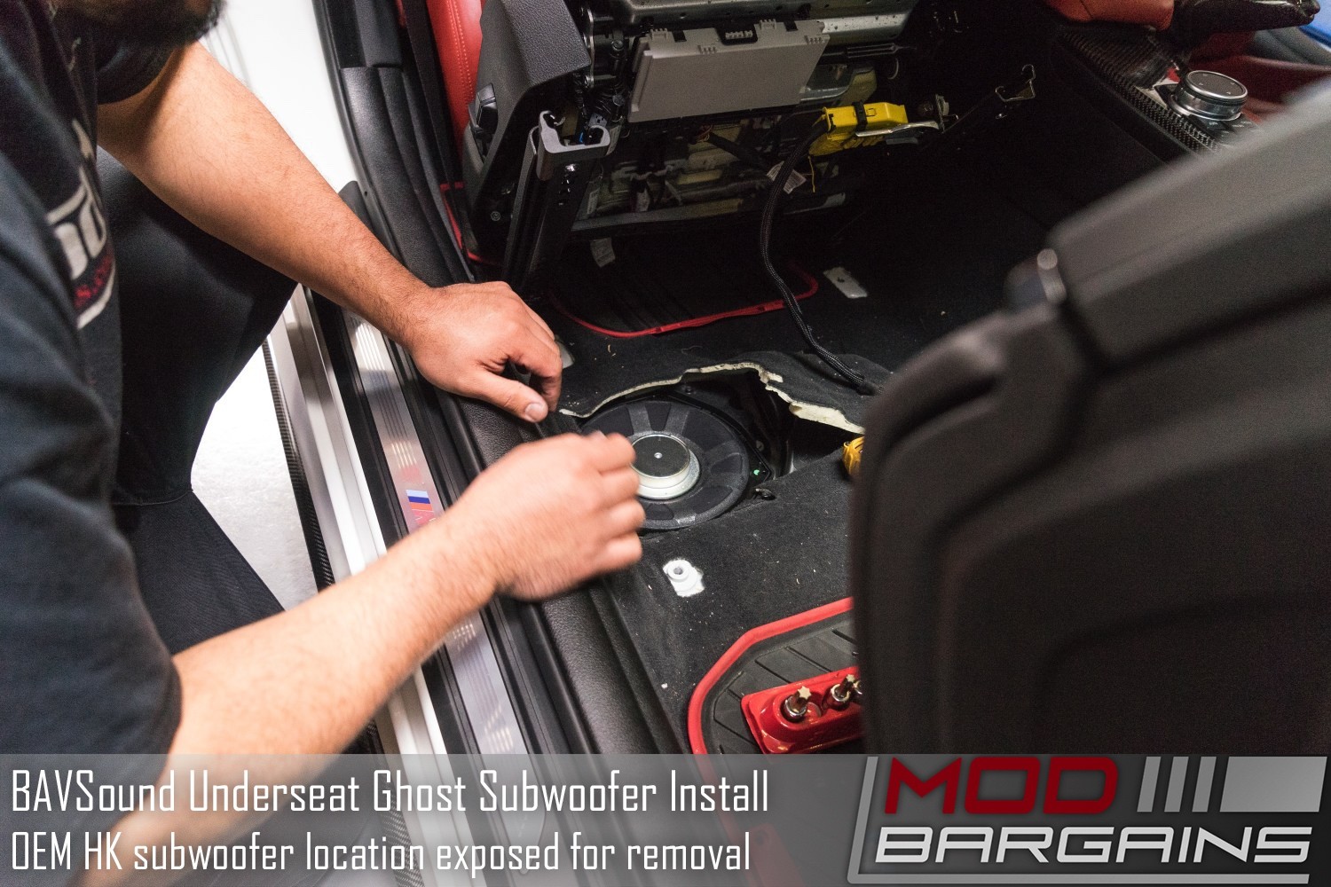 OEM Harmon Kardon Underseat Subwoofers Removal In Progress
