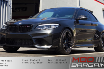 BMW M2 on lowering springs and spacers front view, lower m2