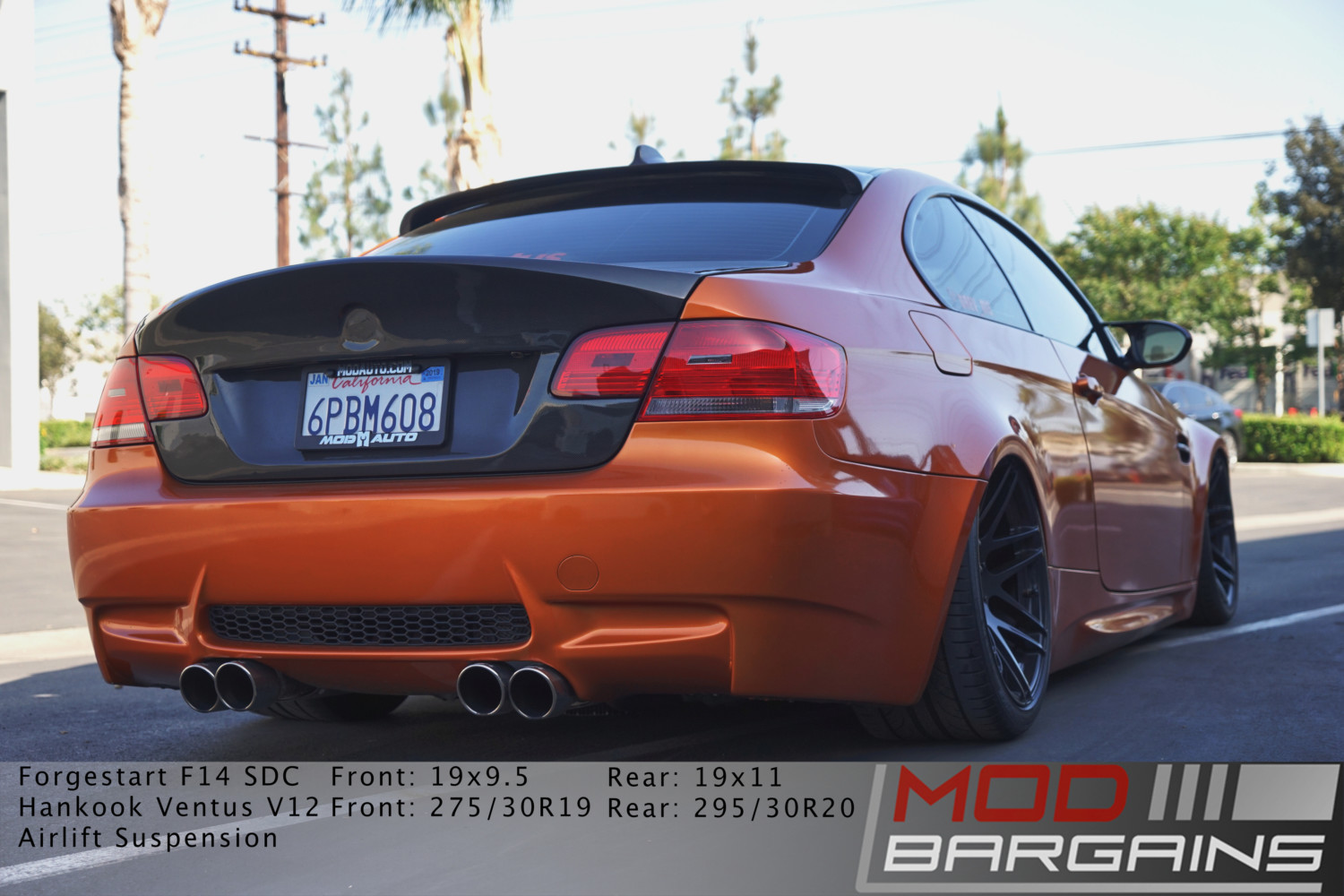 E92 M3, Rear end, Carbon Fiber, Forgestar, Bagged, Borla exhaust