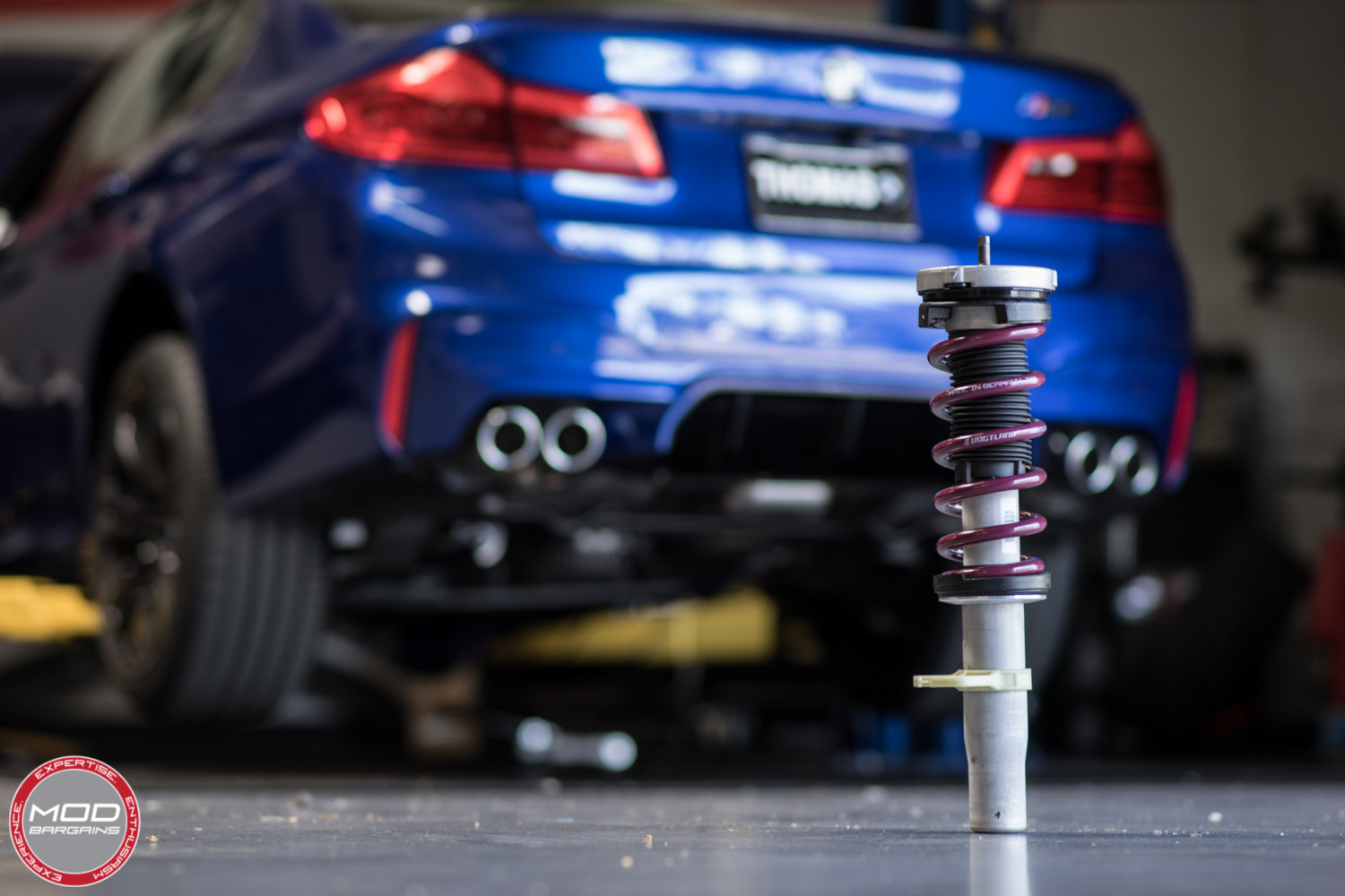 Marina Bay Blue F90 M5 Vogtland Springs Install
