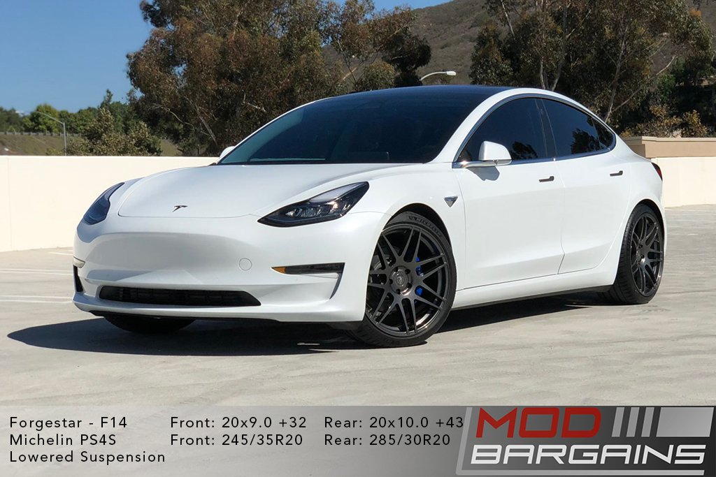 Tesla Model 3 on Forgestar F14 20x9 +32 front and 20x10 +43 rear