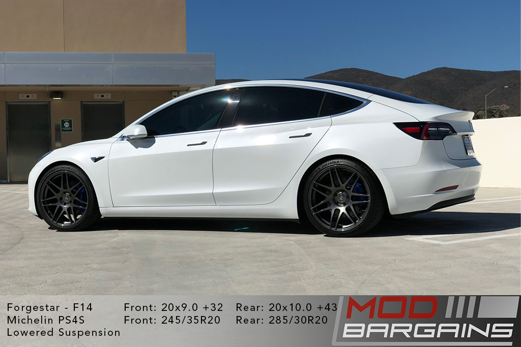 Tesla Model 3 on Forgestar F14 - 20x9.0 et32 front and 20x10.0 et43 rear
