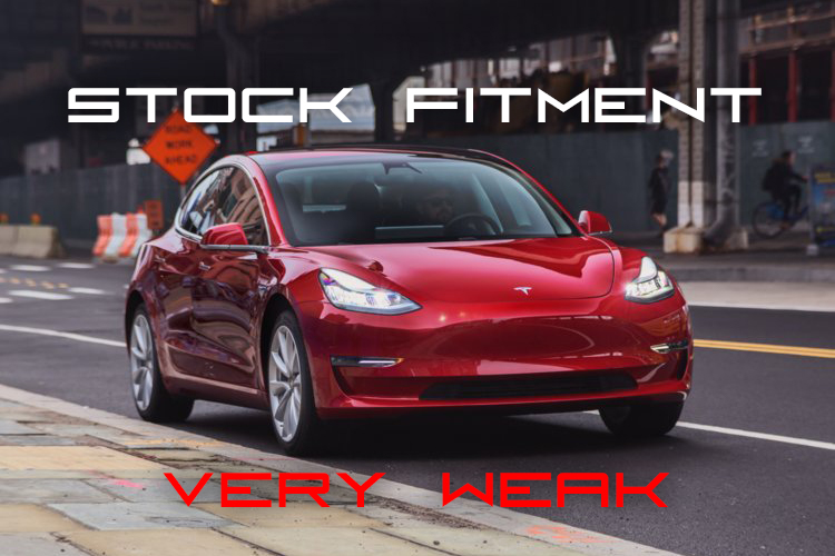 Tesla Model 3 stock wheel fitment - Very Weak