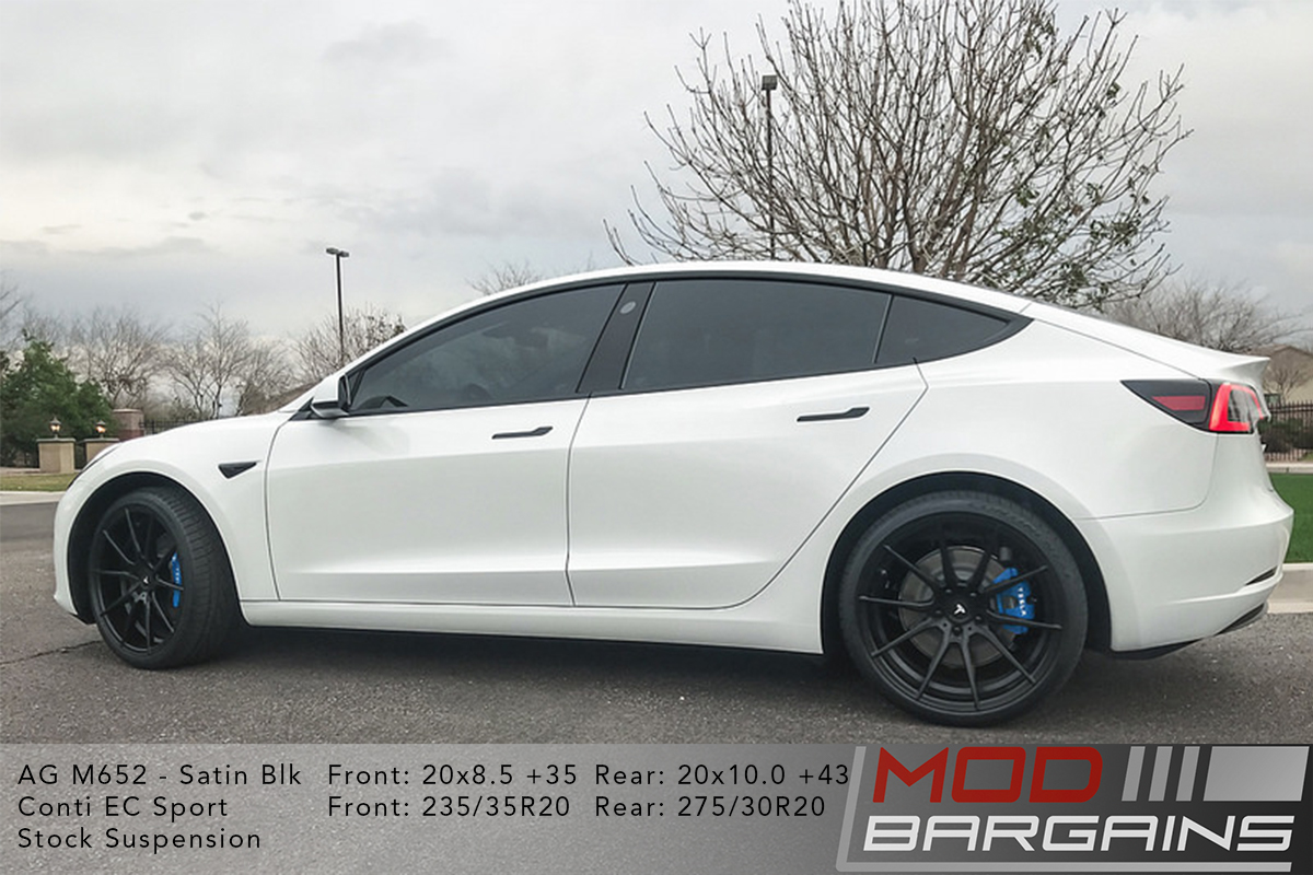 White Tesla Model 3 on Avant Garde (AG) M615 20x8.5 +35 front and 20x10 +43 rear