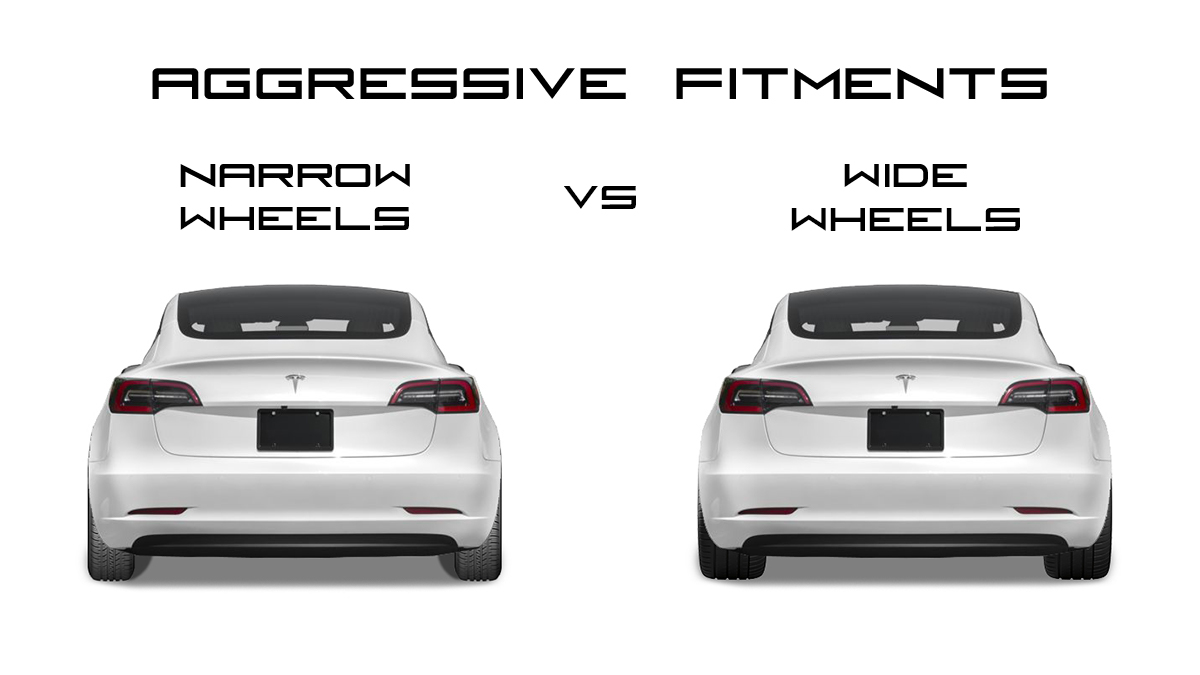 Tesla Model 3 Aggressive Fitment Example Narrow vs Wide Wheels