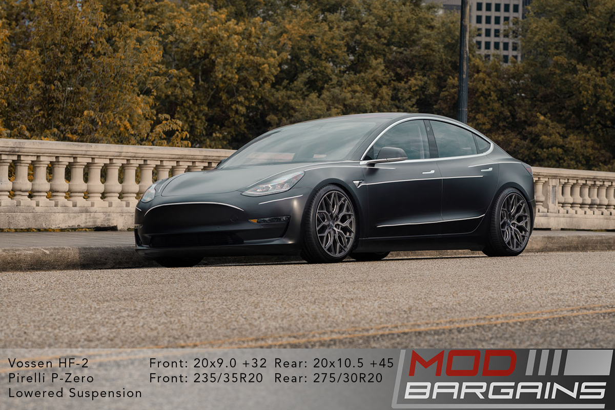 Tesla Model 3 on Vossen HF-2 20x9.0 +32 front and 20x10.5 +45 rear
