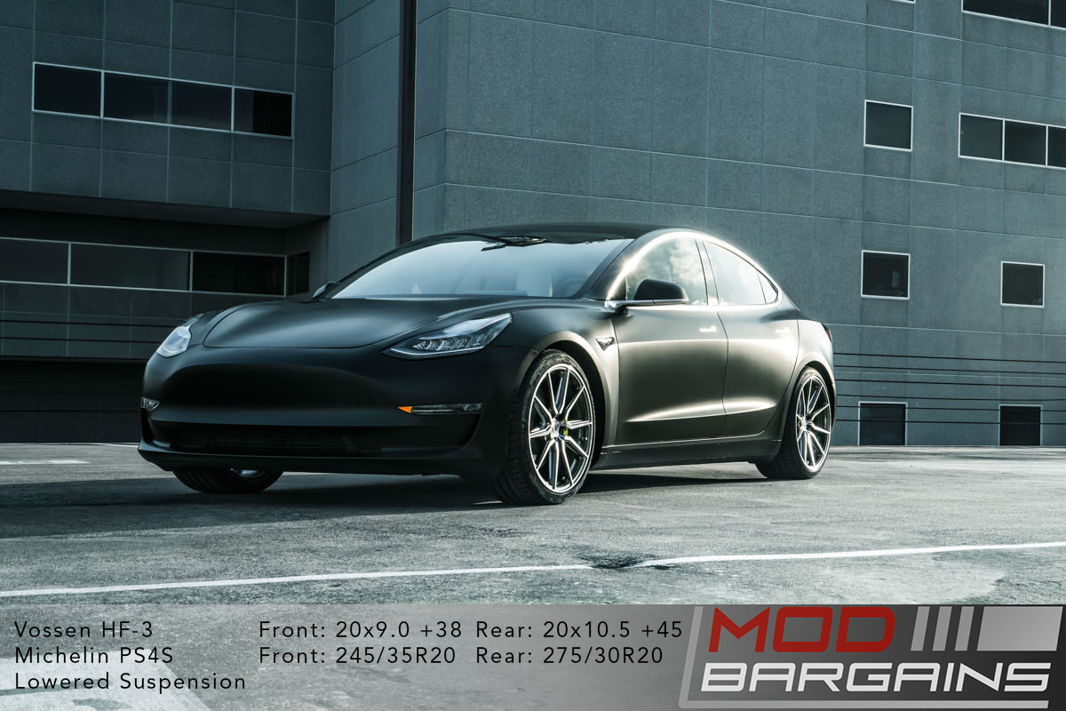 Tesla Model 3 on Vossen HF-3 20x9.0 +38 front and 20x10.5 +45 rear